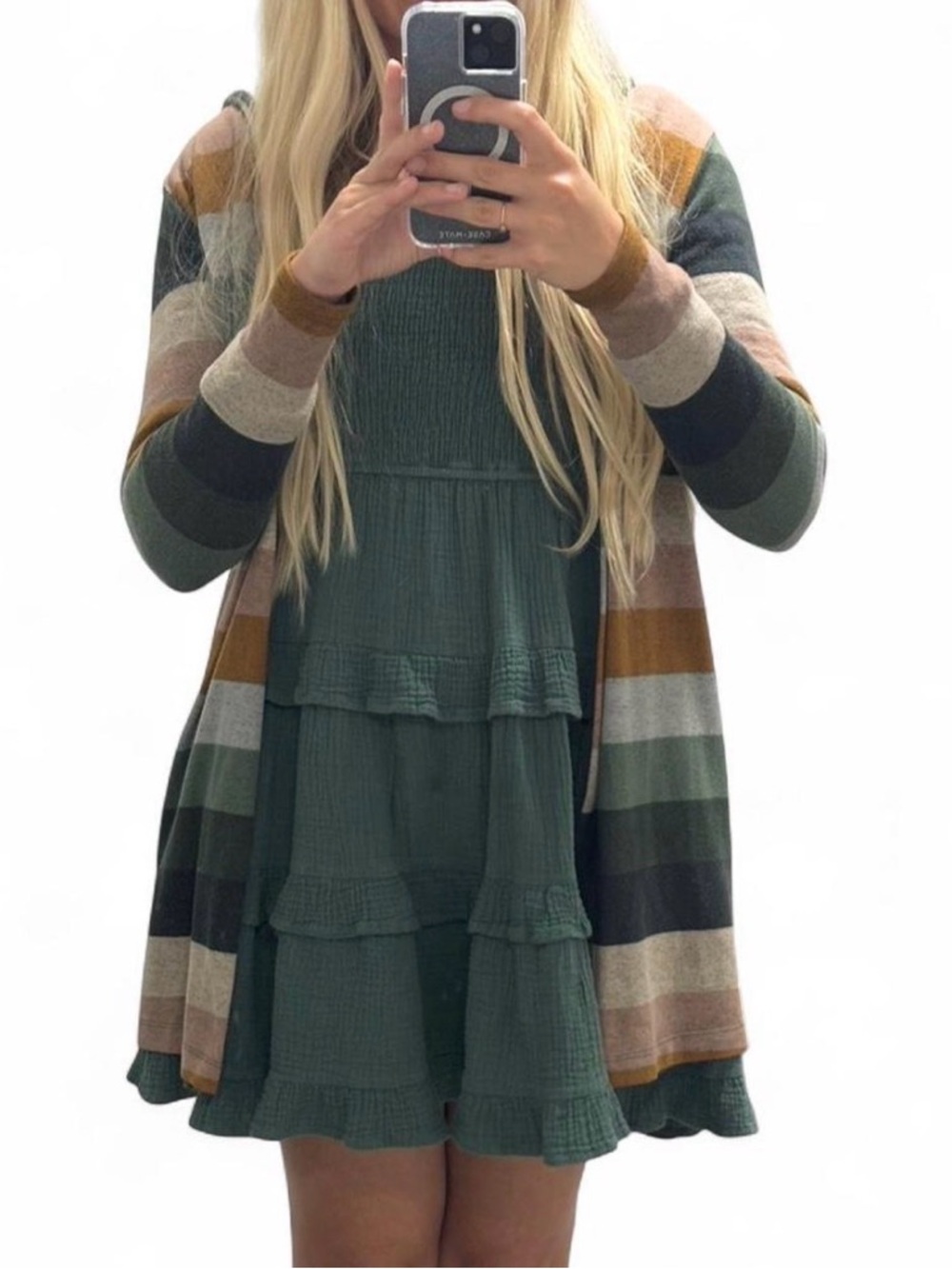 Jessica Simpson Gray Knit Top with Olive Accent